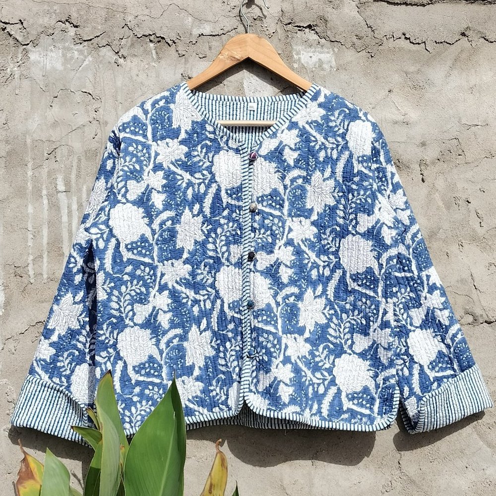 Handmade Vintage Quilted Jacket, Coats, New Style, Boho, Cotton Short Jacket